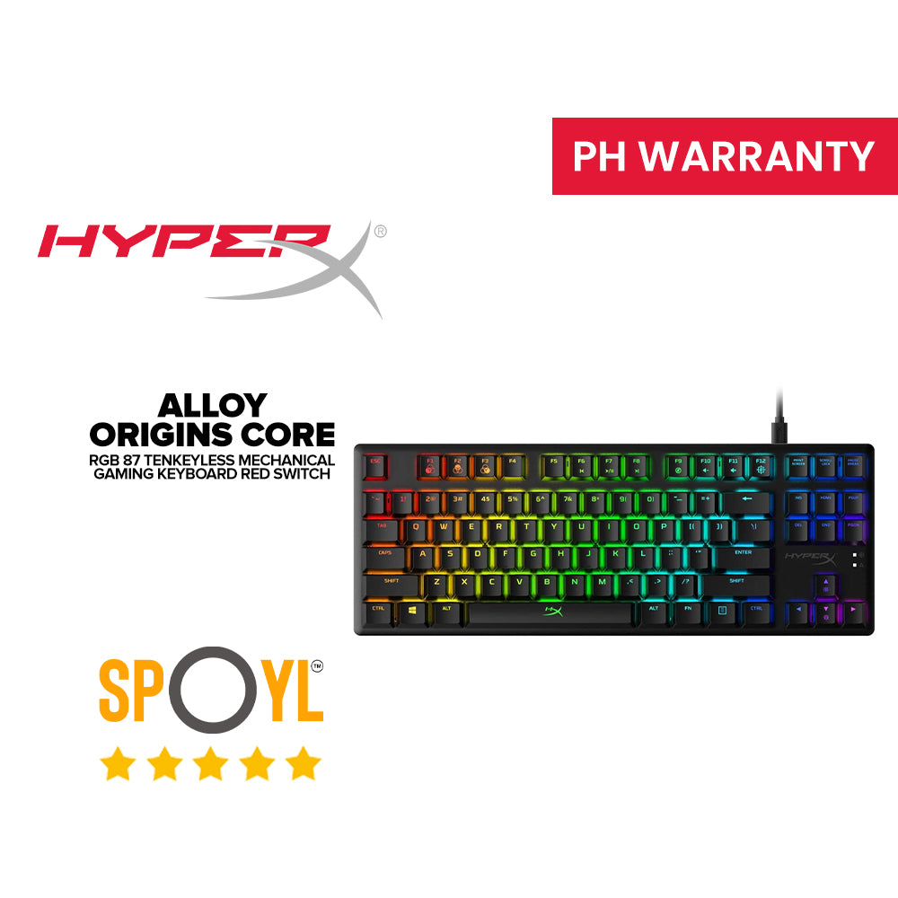 HyperX Alloy Origins Core RGB 87 Tenkeyless Mechanical Gaming Keyboard Red Switch HX-KB7RDX-US