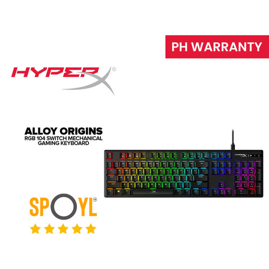 Hyperx Alloy Origins rgb 104 Switch Mechanical Gaming Keyboard HX-KB6RDX-US / HX-KB6AQX-US