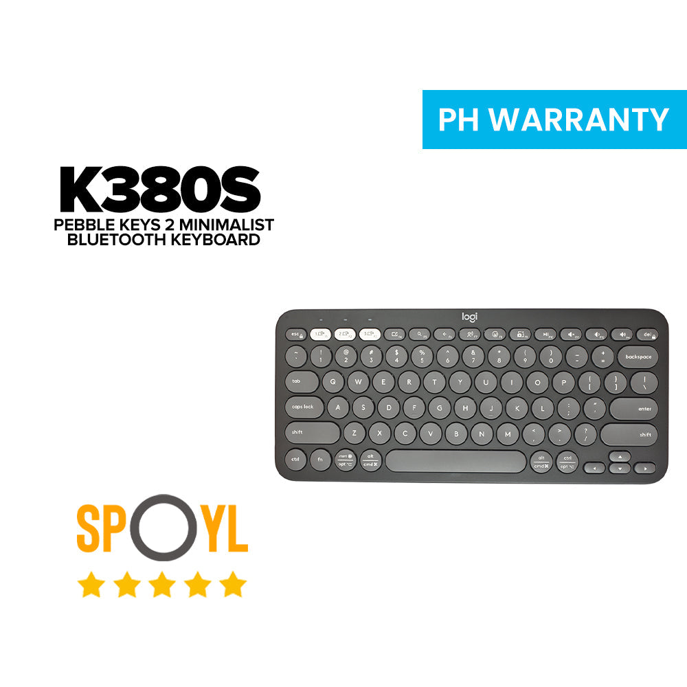 Logitech PEBBLE KEYS 2 K380S Slim, Minimalist Bluetooth® Keyboard with Customizable Keys