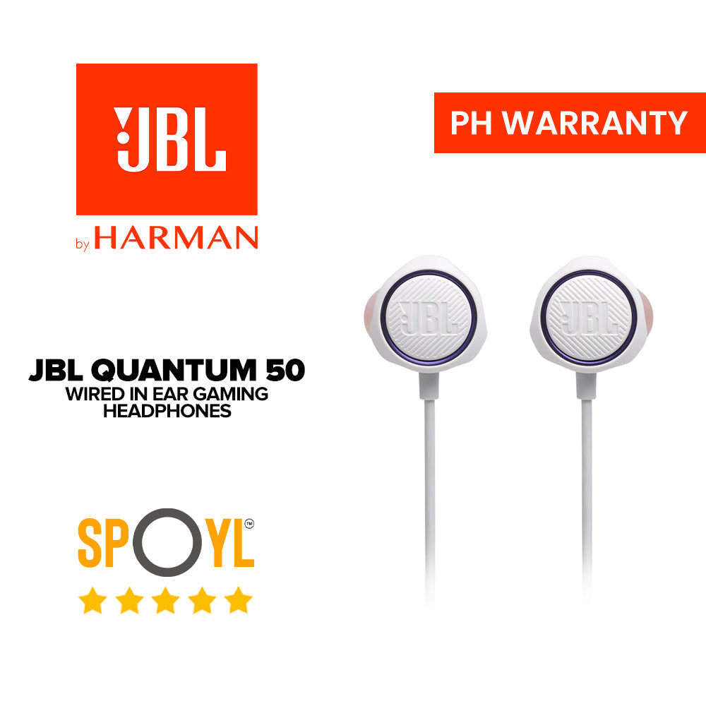 JBL Quantum 50 Wired In-Ear Gaming Headset with Volume Slider and Mic Mute