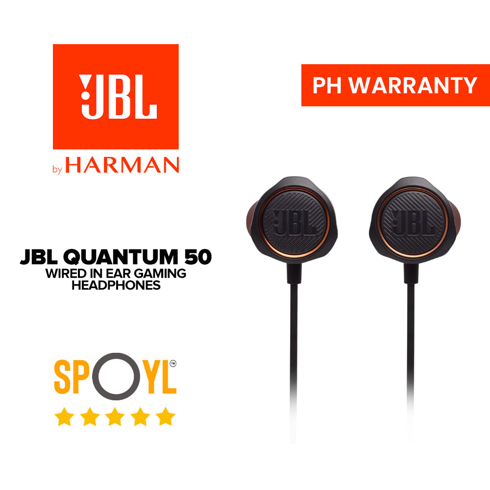 JBL Quantum 50 Wired In-Ear Gaming Headset with Volume Slider and Mic Mute